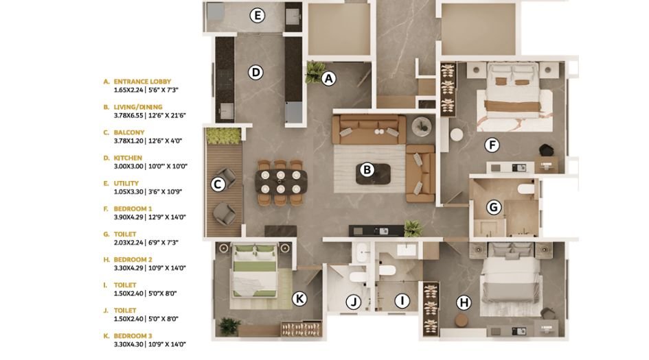 BHC-Marquis-Floor-Plan-3 BHK- 1249 Sqft